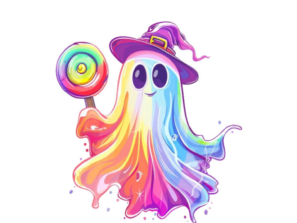 Halloween rainbow ghost with lolipop graphic t shirt