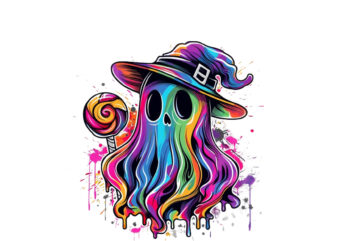 halloween rainbow ghost with lolipop graphic t shirt