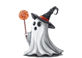 halloween white ghost with lolipop