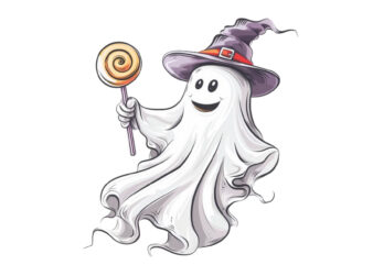 halloween white ghost with lolipop