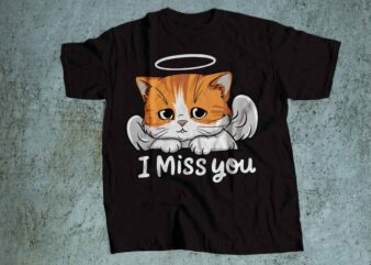 i miss you pet cat angle rainbow t shirt design