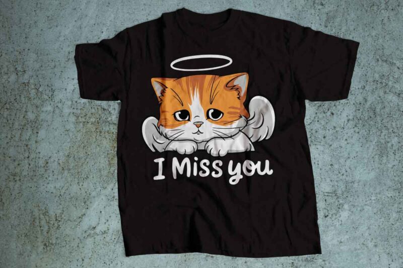 i miss you pet cat angle rainbow t shirt design