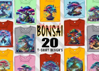 Abstract Bonsai Tree t-shirt design bundle with 20 png & jpeg designs – download instantly Retro Vintage T-shirt Design