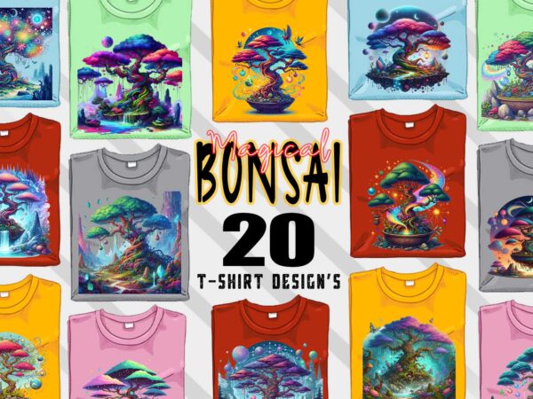 Abstract bonsai tree t-shirt design bundle with 20 png & jpeg designs – download instantly retro vintage t-shirt design