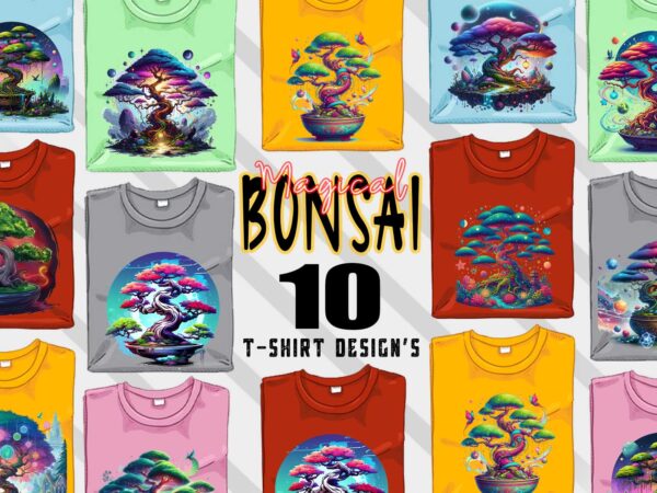 Bonsai tree t-shirt design bundle with 10 designs – download instantly retro vintage t-shirt