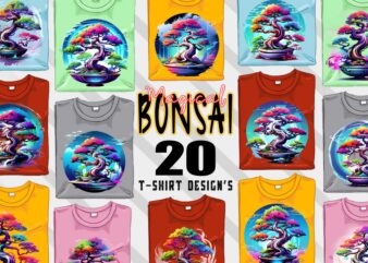 Bonsai Tree t-shirt design bundle with 20 designs – download instantly Retro Vintage T-shirt