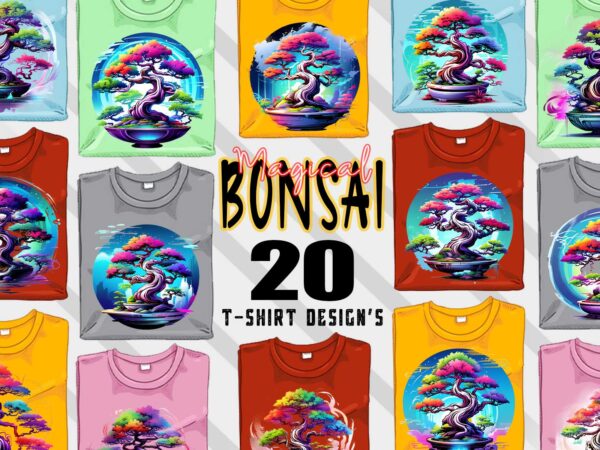 Bonsai tree t-shirt design bundle with 20 designs – download instantly retro vintage t-shirt