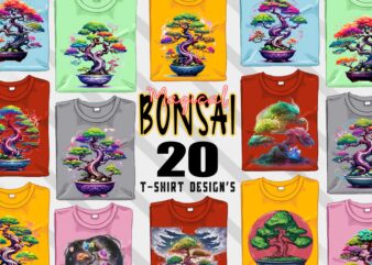 Retro Blooming Bonsai Tree t-shirt design bundle with 20 designs – download instantly Retro Vintage T-shirt