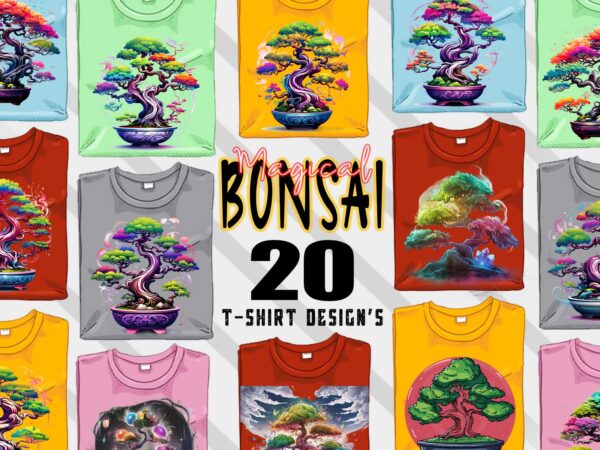 Retro blooming bonsai tree t-shirt design bundle with 20 designs – download instantly retro vintage t-shirt