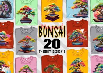 Vintage Bonsai Tree t-shirt design bundle with 20 designs – download instantly Retro Vintage Illustration