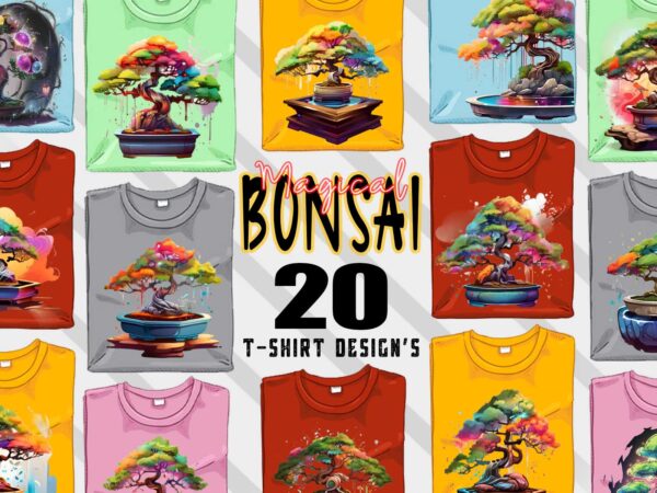 Vintage bonsai tree t-shirt design bundle with 20 designs – download instantly retro vintage illustration