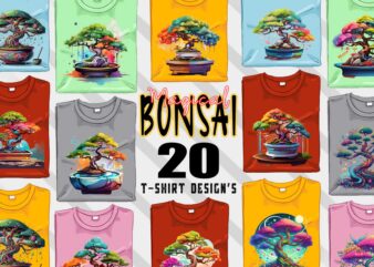 Magical Blooming Tree t-shirt design bundle with 20 designs – download instantly Retro Vintage Tee