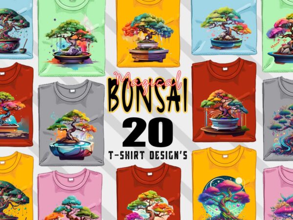 Magical blooming tree t-shirt design bundle with 20 designs – download instantly retro vintage tee