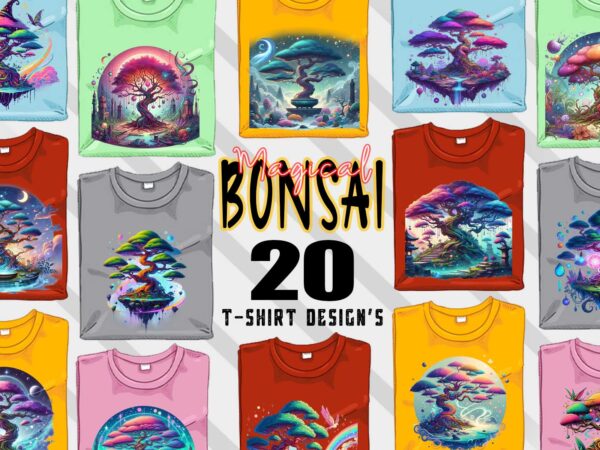 Bonsai tree t-shirt design bundle with 20 png & jpeg designs – download instantly retro vintage t-shirt