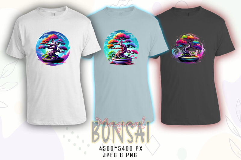 Bonsai Tree t-shirt design bundle with 20 designs – download instantly Retro Vintage T-shirt