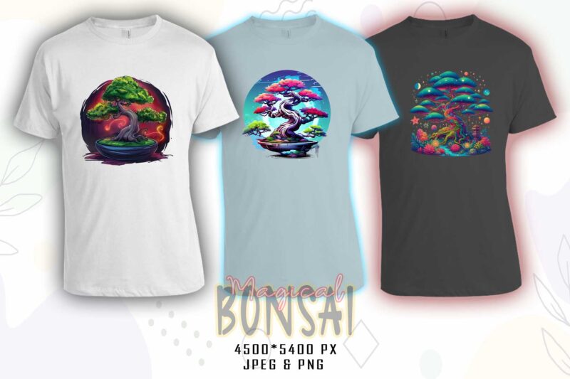 Bonsai Tree t-shirt design bundle with 10 designs – download instantly Retro Vintage T-shirt