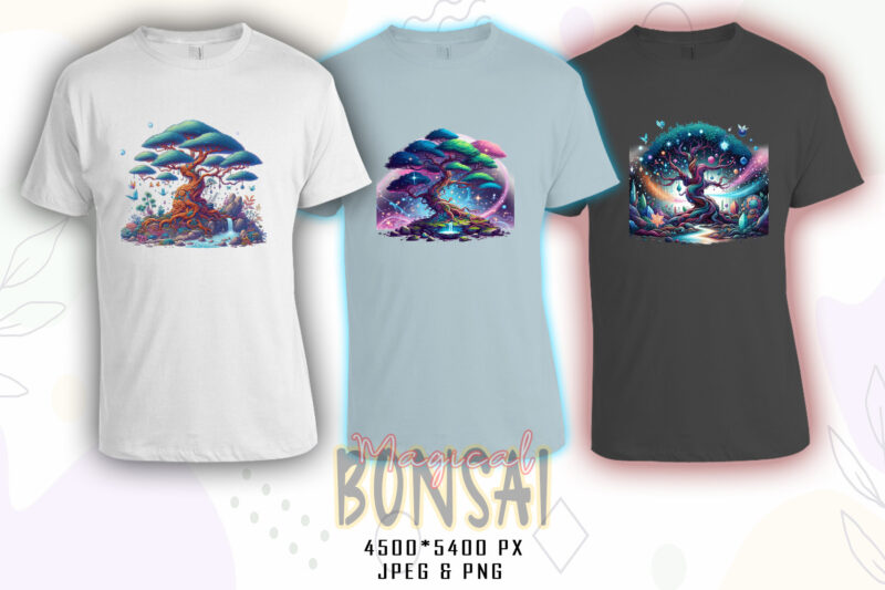 Bonsai Tree t-shirt design bundle with 20 designs – download instantly Retro Vintage T-shirt Illustration