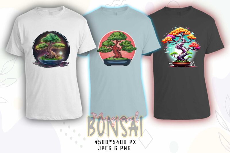 Retro Blooming Bonsai Tree t-shirt design bundle with 20 designs – download instantly Retro Vintage T-shirt