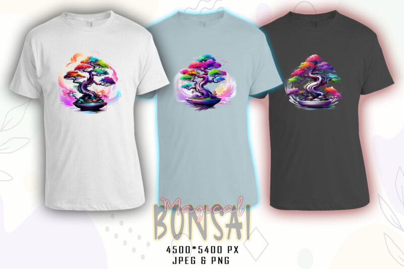 Retro Blooming Bonsai Tree t-shirt design bundle with 20 designs – download instantly