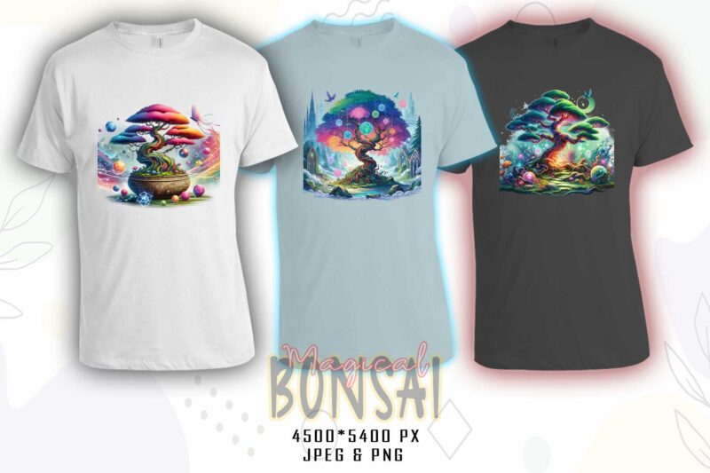 Bonsai Tree t-shirt design bundle with 10 designs – download instantly Retro Vintage T-shirt