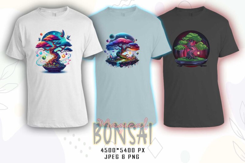 Bonsai Tree t-shirt design bundle with 10 designs – download instantly Retro Vintage T-shirt