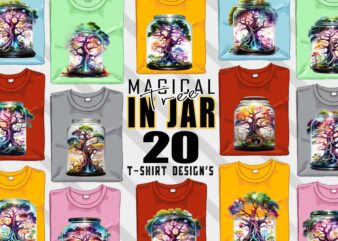 Magical Tree in a Jar t-shirt design bundle with 20 designs – download instantly Retro Vintage Tee