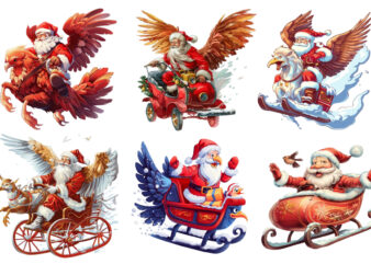 santa claus ride in cartoon bird without snow