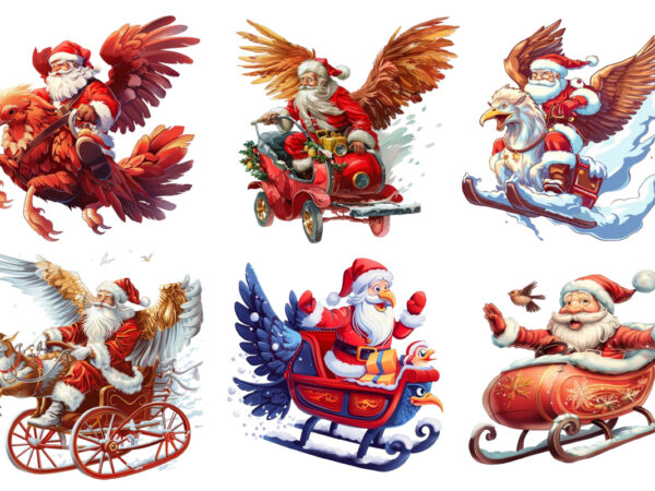 Santa claus ride in cartoon bird without snow t shirt template vector