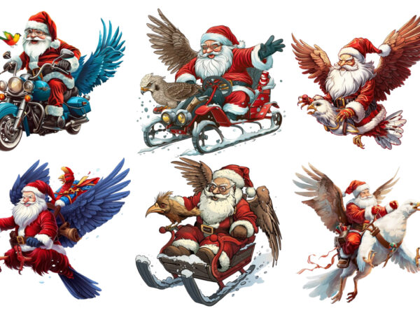 Santa claus ride in cartoon bird without snow t shirt template vector