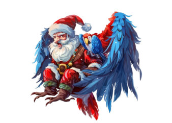 santa claus ride in cartoon bird without snow