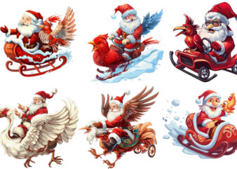 santa claus ride in cartoon bird without snow