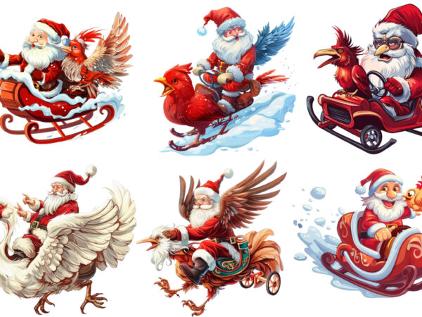 Santa claus ride in cartoon bird without snow t shirt template vector