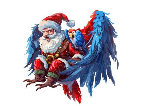 Santa claus ride in cartoon bird without snow t shirt template vector