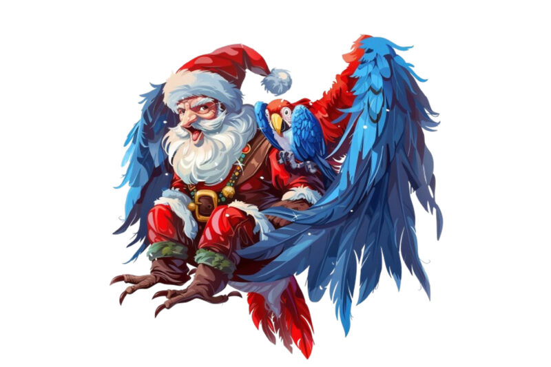 santa claus ride in cartoon bird without snow