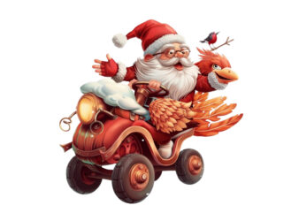 santa claus ride in cartoon bird without snow