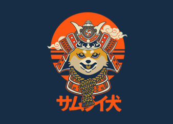 shiba inu samurai t shirt template vector