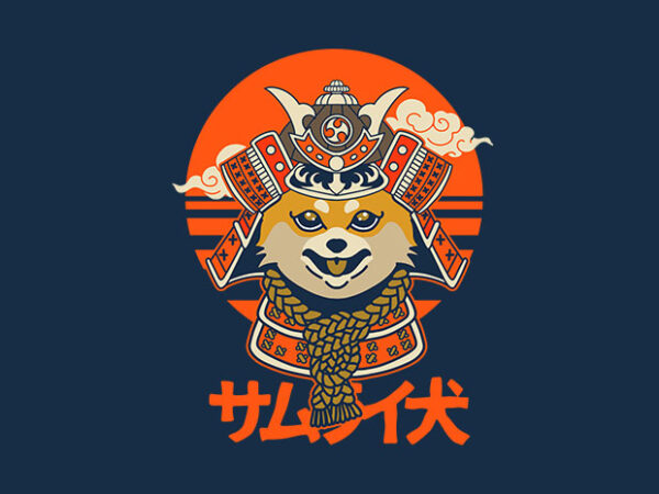 Shiba inu samurai t shirt template vector