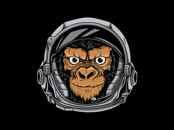 Monkey astronaut illustration t shirt designs for sale