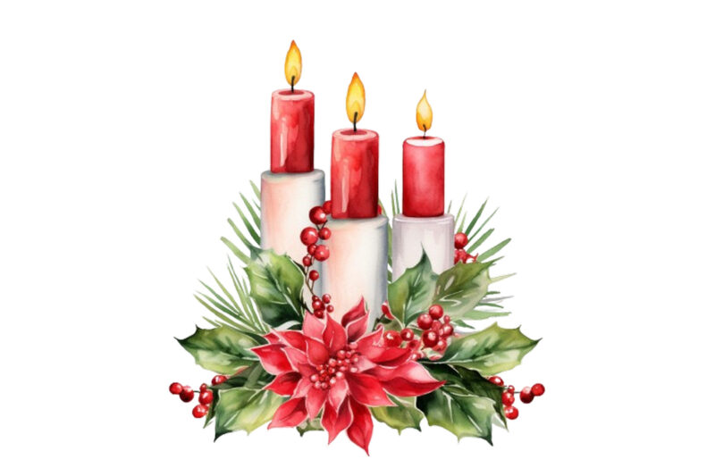 watercolor Christmas Candle