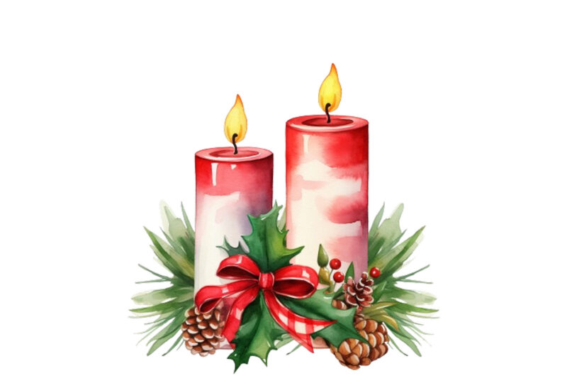 watercolor Christmas Candle