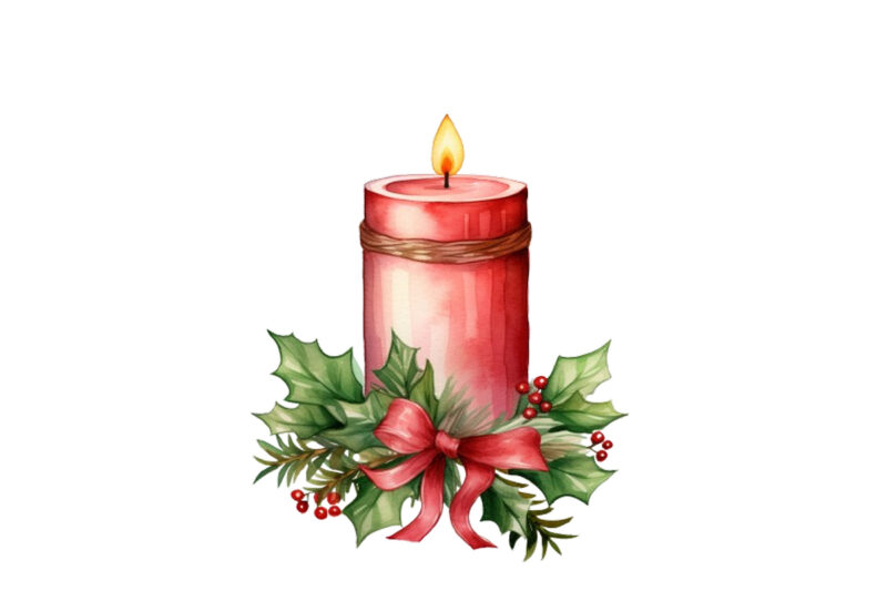 watercolor Christmas Candle