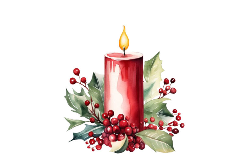 watercolor Christmas Candle