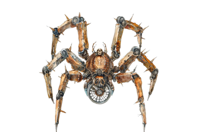 watercolor Steampunk Halloween spider