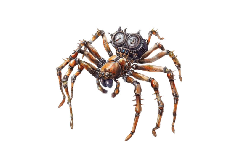 watercolor Steampunk Halloween spider