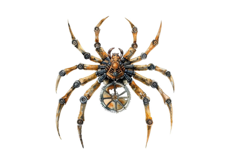 watercolor Steampunk Halloween spider