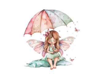 watercolor baby fairy umbrella