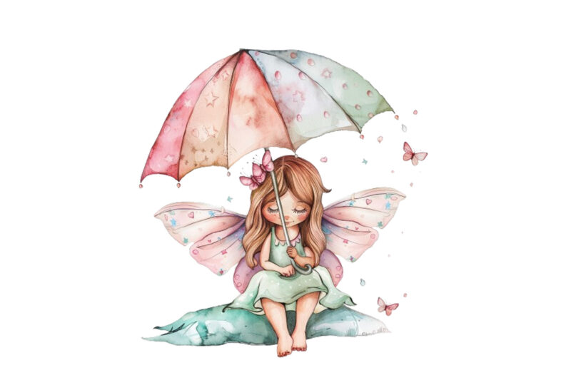 watercolor baby fairy umbrella