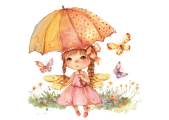 watercolor baby fairy umbrella