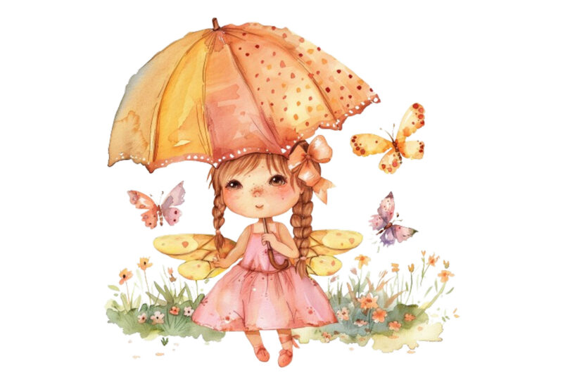 watercolor baby fairy umbrella