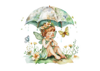 watercolor baby fairy umbrella